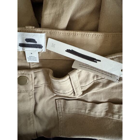 NWT Caslon Khaki Wide Leg Pants Patch Pockets Elastic Waist Size 16 - Picture 6 of 8